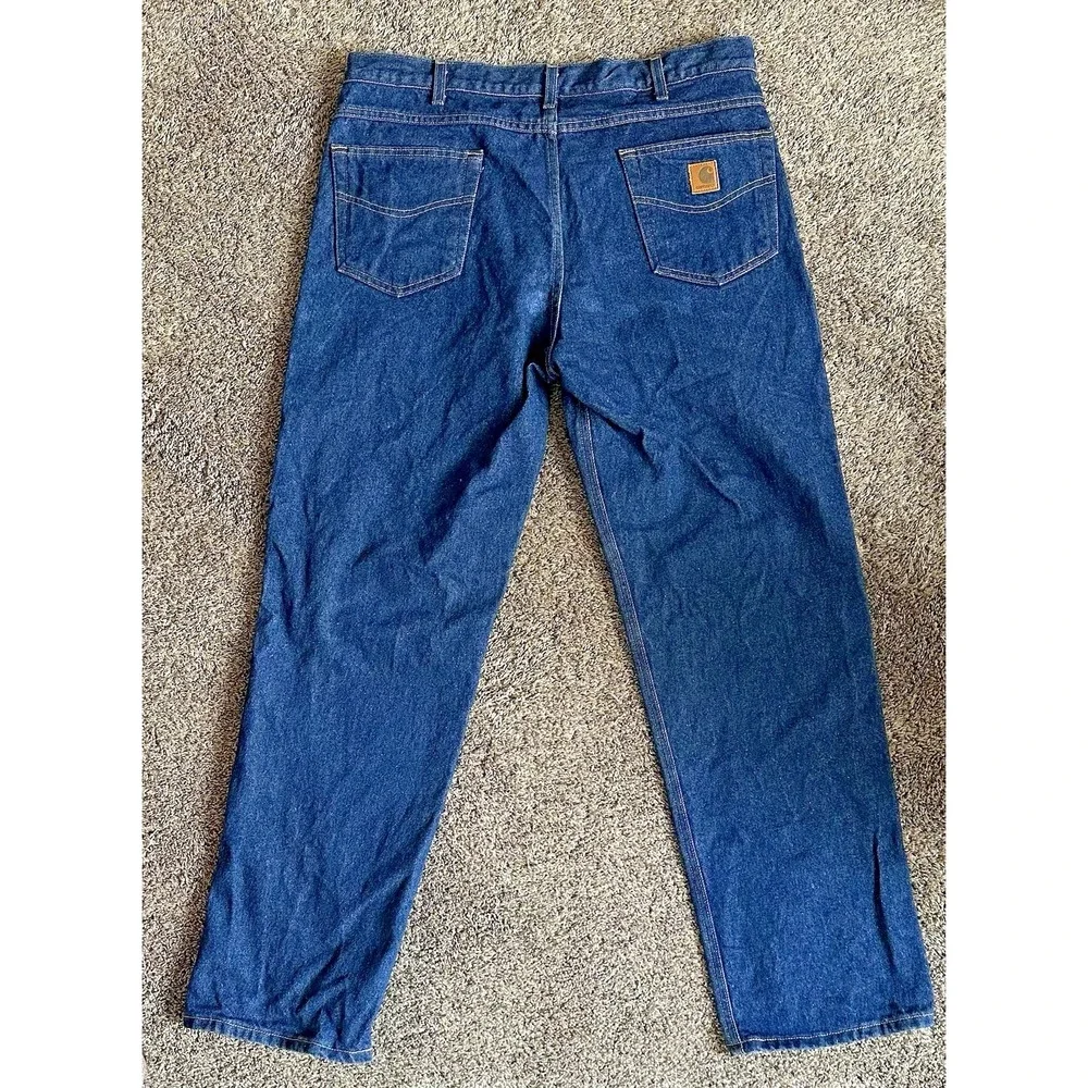 Carhartt Denim Work Jeans Mens Size 38 x 32 Blue Relaxed Fit Tapered Leg NEW